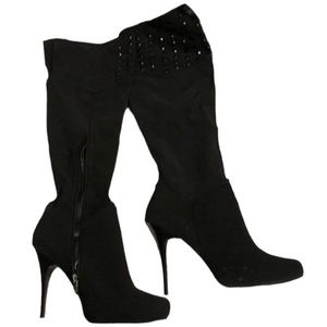 Nina New York  size 10 black OTK hidden platform black boots with studs